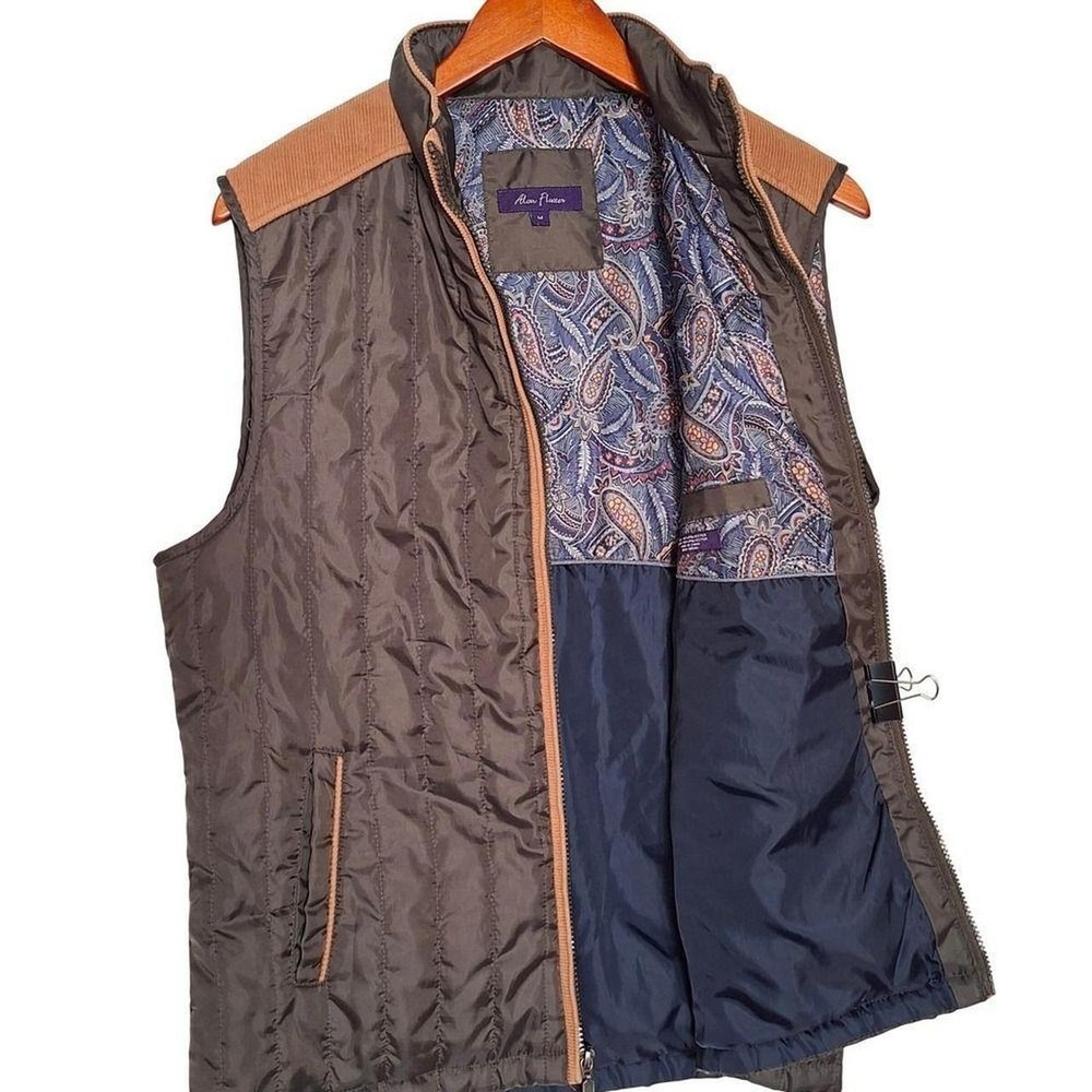 Alan Flusser Vest Men's Size M, Brown Corduroy Trim Lining, Excellent